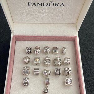 Collectible/Retired PANDORA Charms Bundle Including 18+ Charms with Bonus Gift